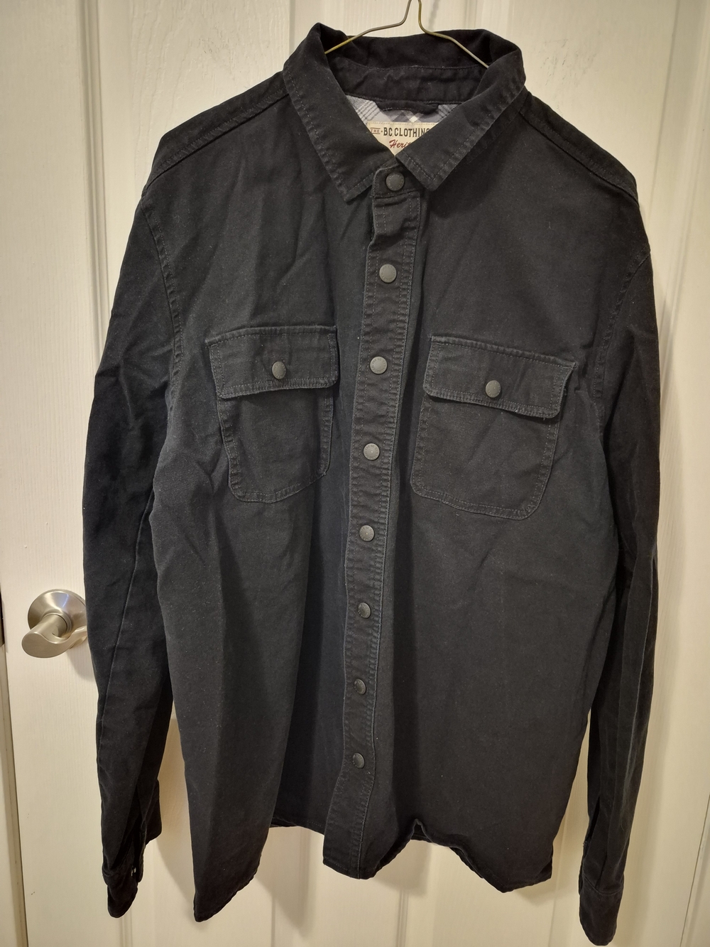 Black Button-Up Utility Shirt Jacket